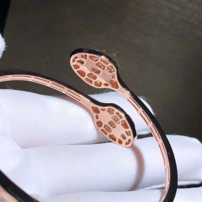 [⭐Lioran]SERPENTI BRACELET PINK GOLD MALACHITE DIAMOND DOUBLE SNAKE