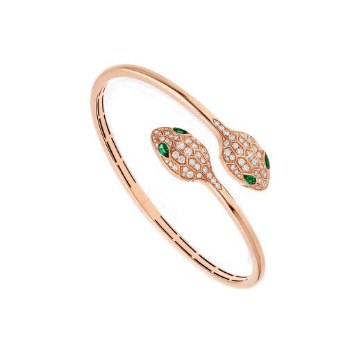 [⭐Lioran]SERPENTI BRACELET PINK GOLD MALACHITE DIAMOND DOUBLE SNAKE
