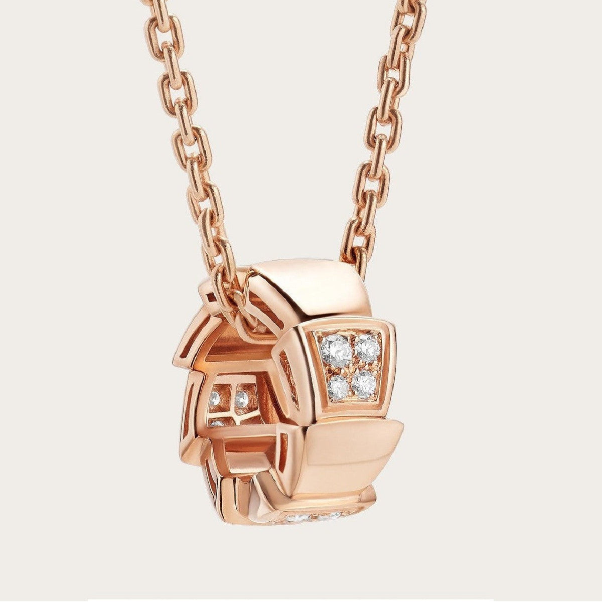 [⭐Lioran]SERPENTI PEDANT DIAMOND PINK GOLD NECKLACE