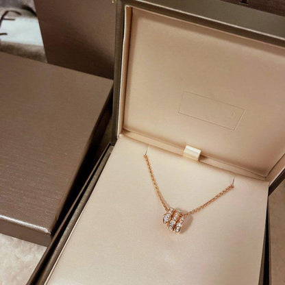 [⭐Lioran]SERPENTI PINK GOLD NECKLACE DOUBLE RING DIAMOND