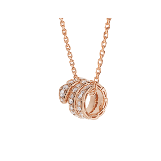 [⭐Lioran]SERPENTI PINK GOLD NECKLACE DOUBLE RING DIAMOND
