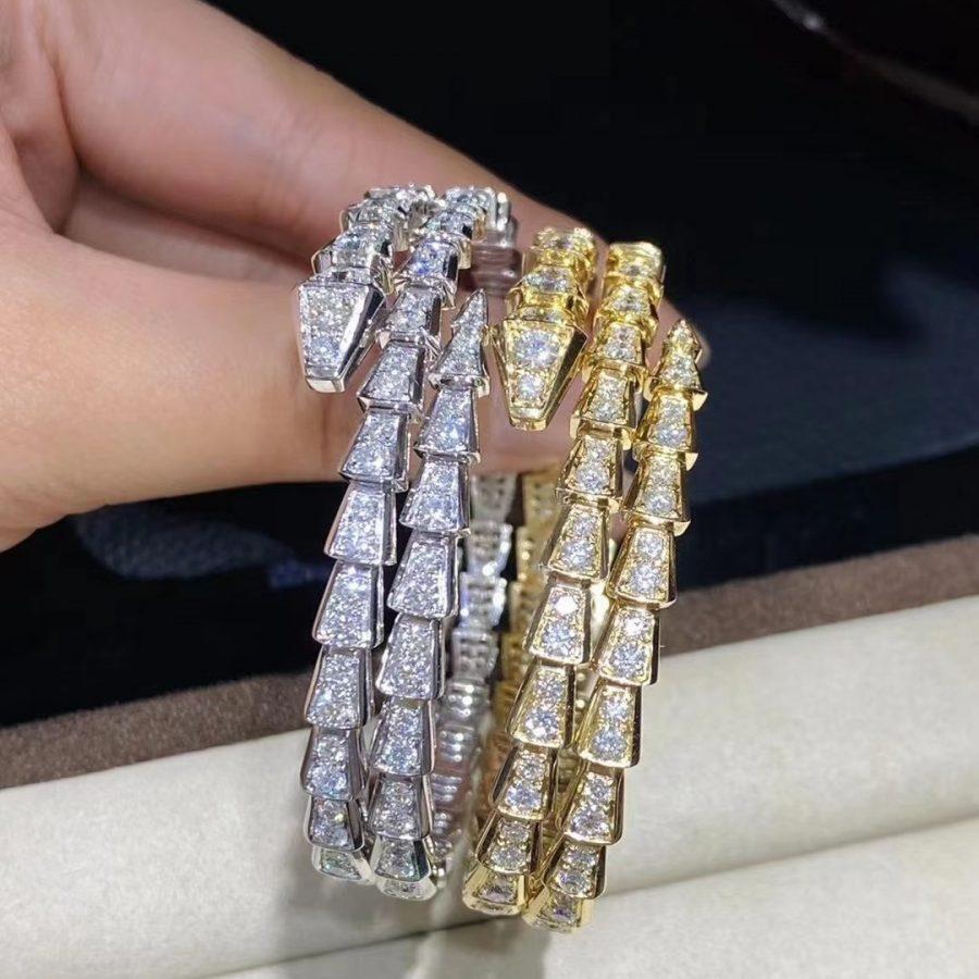 [⭐Lioran]SERPENTI BRACELET GOLD DIAMOND DOUBLE ROW