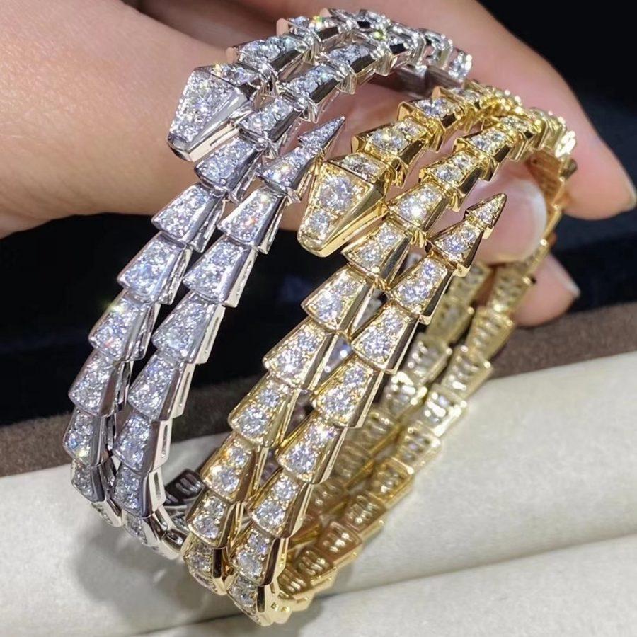 [⭐Lioran]SERPENTI BRACELET GOLD DIAMOND DOUBLE ROW