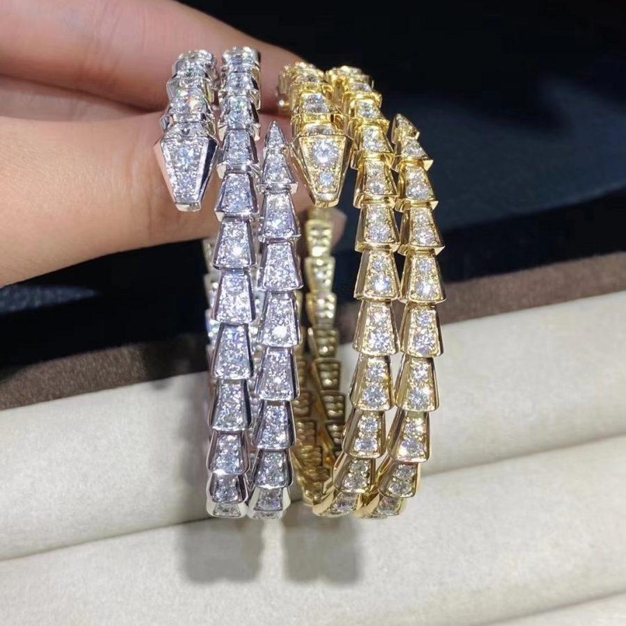 [⭐Lioran]SERPENTI BRACELET GOLD DIAMOND DOUBLE ROW