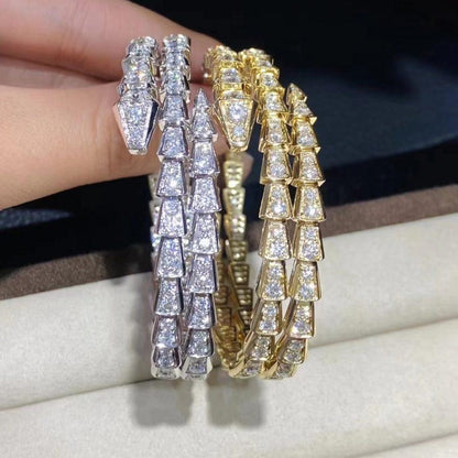 [⭐Lioran]SERPENTI BRACELET GOLD DIAMOND DOUBLE ROW