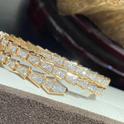 [⭐Lioran]SERPENTI BRACELET GOLD DIAMOND DOUBLE ROW