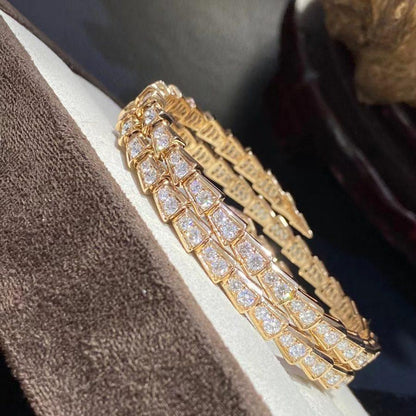 [⭐Lioran]SERPENTI BRACELET GOLD DIAMOND DOUBLE ROW