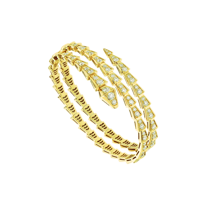 [⭐Lioran]SERPENTI BRACELET GOLD DIAMOND DOUBLE ROW