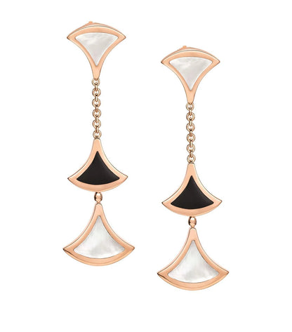 [⭐Lioran]DREAM EARRINGS 3 MOTIFS ONYX MOP PINK GOLD