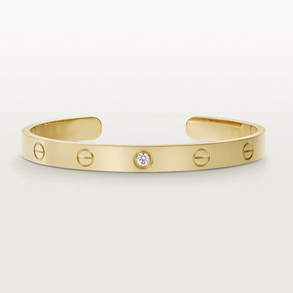 [⭐Lioran]LOVE BRACELET 6.1MM 1 DIAMOND OPEN CUFF