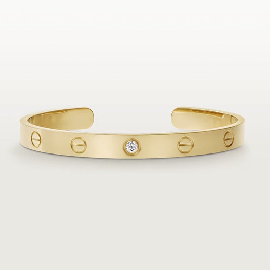 [⭐Lioran]LOVE BRACELET 6.1MM 1 DIAMOND OPEN CUFF