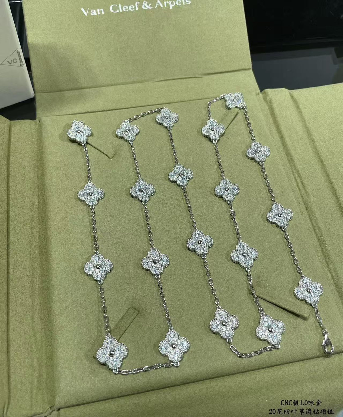 [⭐Lioran]CLOVER 20 MOTIFS FULL-DIAMOND NECKLACE