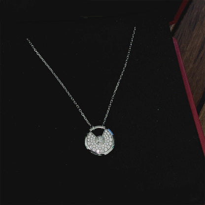 [⭐Lioran]AMULETTE SILVER FULL DIAMOND NECKLACE