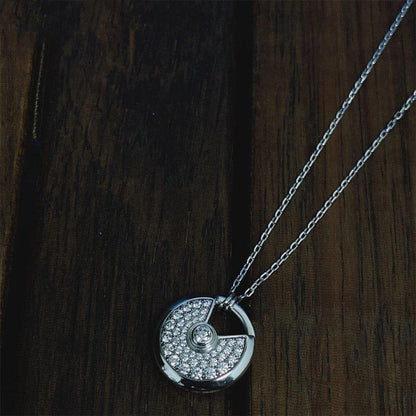 [⭐Lioran]AMULETTE SILVER FULL DIAMOND NECKLACE
