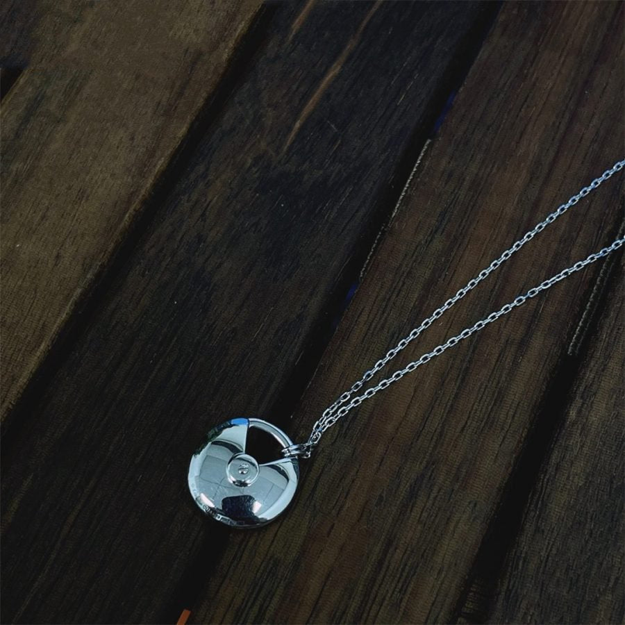 [⭐Lioran]AMULETTE SILVER FULL DIAMOND NECKLACE