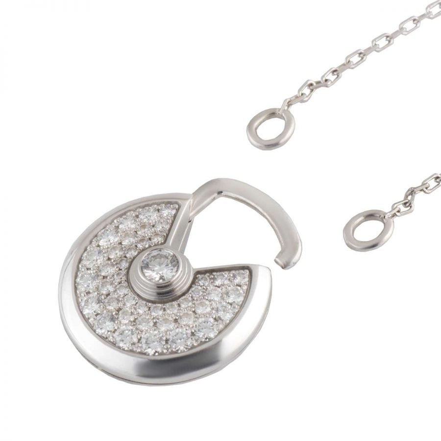 [⭐Lioran]AMULETTE SILVER FULL DIAMOND NECKLACE