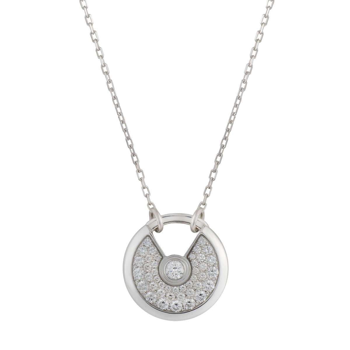 [⭐Lioran]AMULETTE SILVER FULL DIAMOND NECKLACE