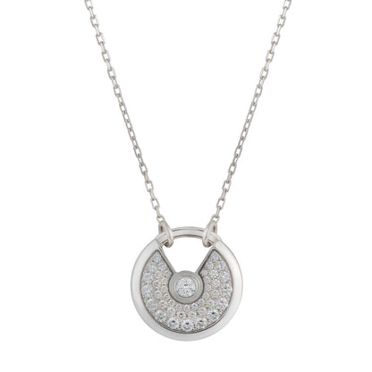 [⭐Lioran]AMULETTE SILVER FULL DIAMOND NECKLACE