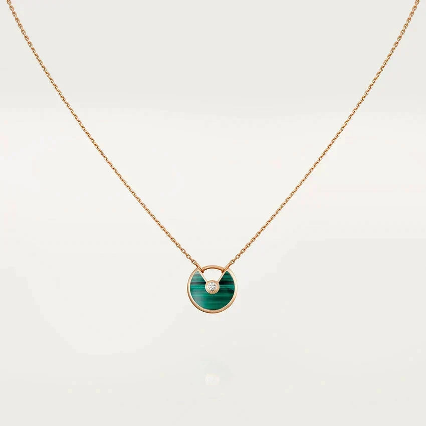 [⭐Lioran]AMULETTE ROSE GOLD MALACHITE NECKLACE