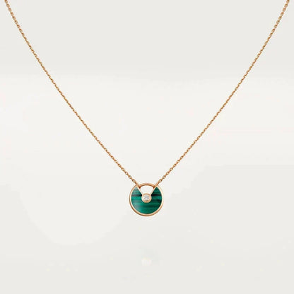[⭐Lioran]AMULETTE ROSE GOLD MALACHITE NECKLACE