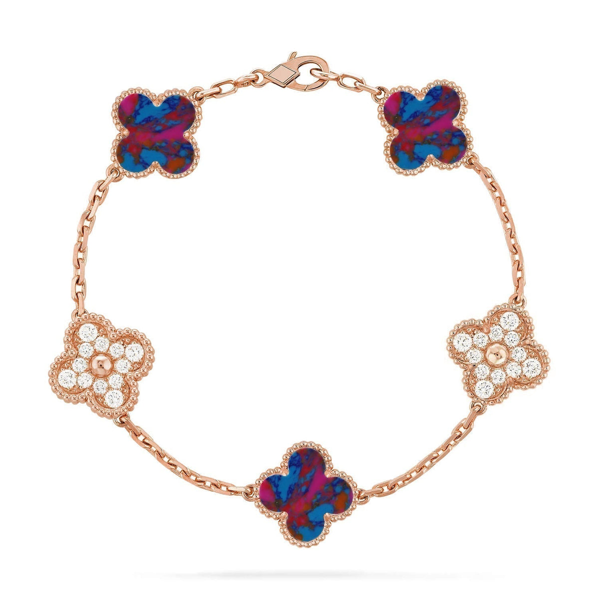 [⭐Lioran]CLOVER 5 MOTIF COLOR GEMSTONES BRACELET COLLECTION