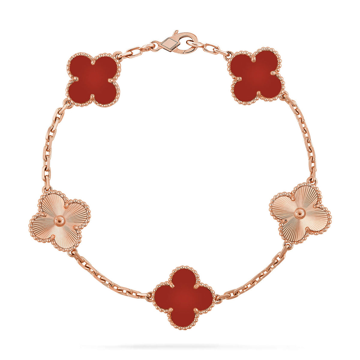 [⭐Lioran] CLOVER 5 MOTIF RED CORNELIAN BRACELET COLLECTION