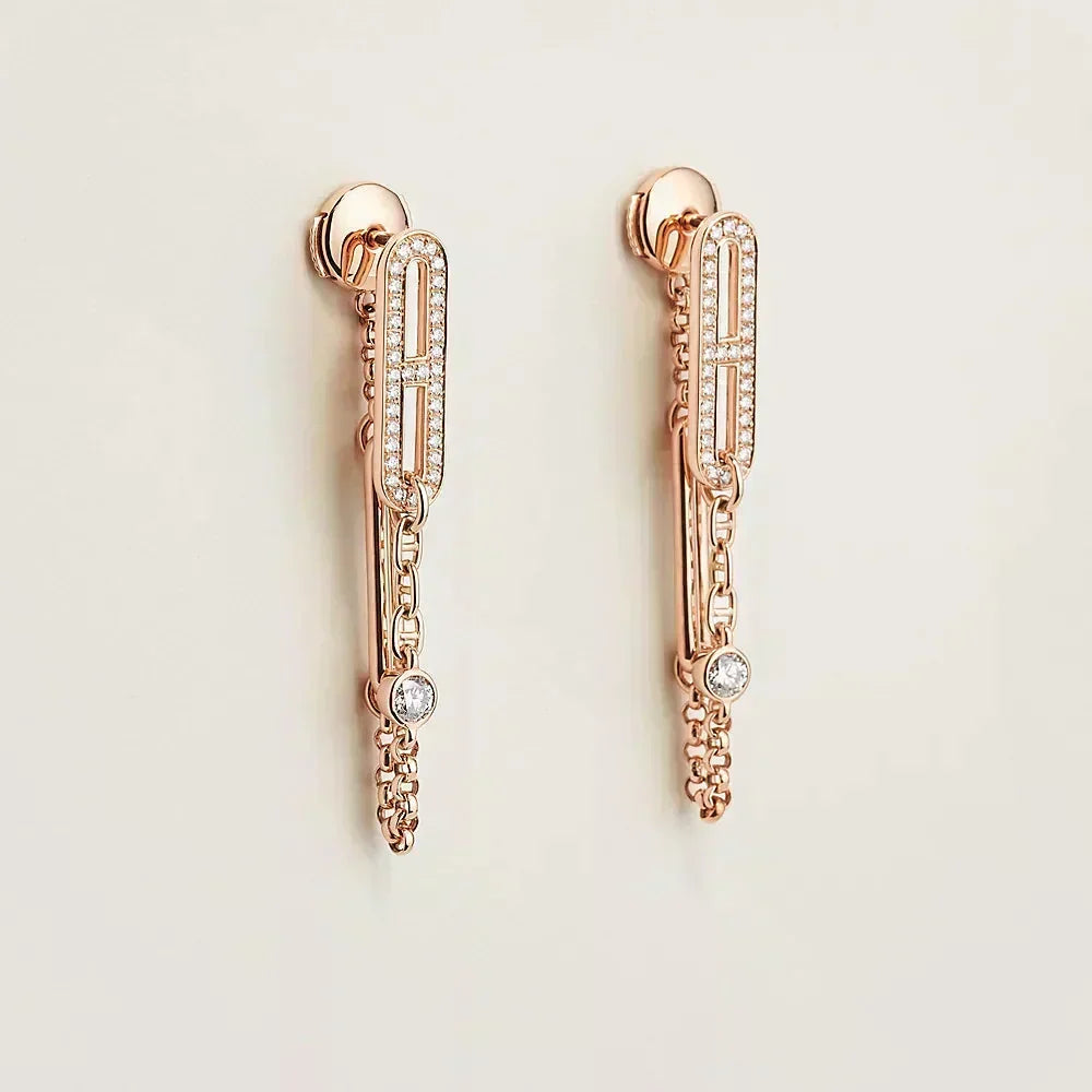 [⭐Lioran]CHAINE CHAOS DIAMOND DROP EARRINGS