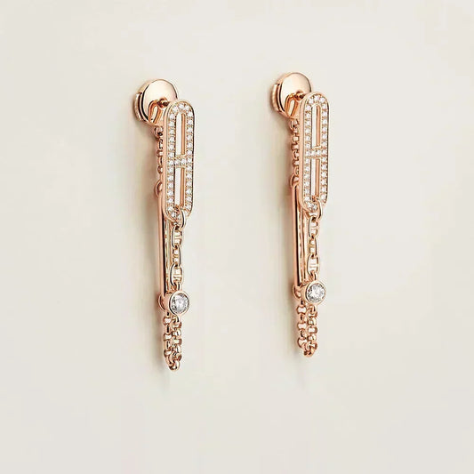 [⭐Lioran]CHAINE CHAOS DIAMOND DROP EARRINGS