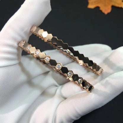 [⭐Lioran]BEE LOVE PINK GOLD DIAMOND BRACELET