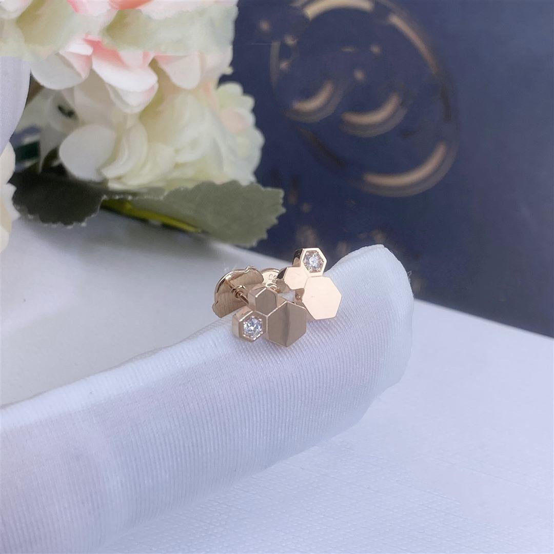 [⭐Lioran]BEE LOVE PINK GOLD DIAMOND EARRINGS