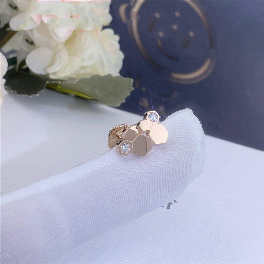 [⭐Lioran]BEE LOVE PINK GOLD DIAMOND EARRINGS