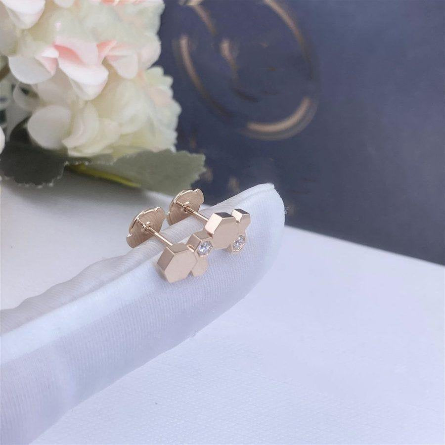 [⭐Lioran]BEE LOVE PINK GOLD DIAMOND EARRINGS