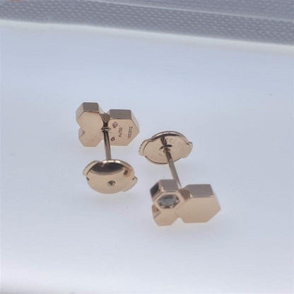[⭐Lioran]BEE LOVE PINK GOLD DIAMOND EARRINGS