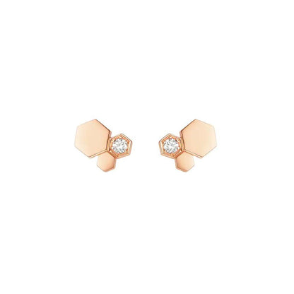 [⭐Lioran]BEE LOVE PINK GOLD DIAMOND EARRINGS