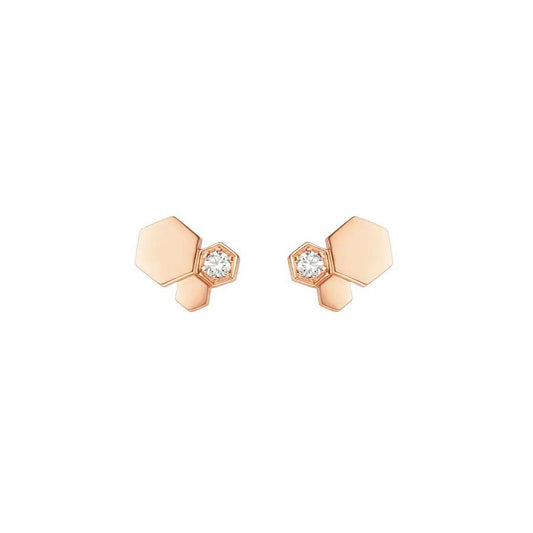 [⭐Lioran]BEE LOVE PINK GOLD DIAMOND EARRINGS