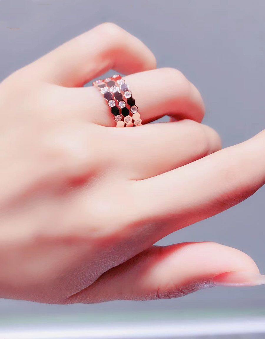 [⭐Lioran]BEE LOVE RING PINK GOLD DIAMOND