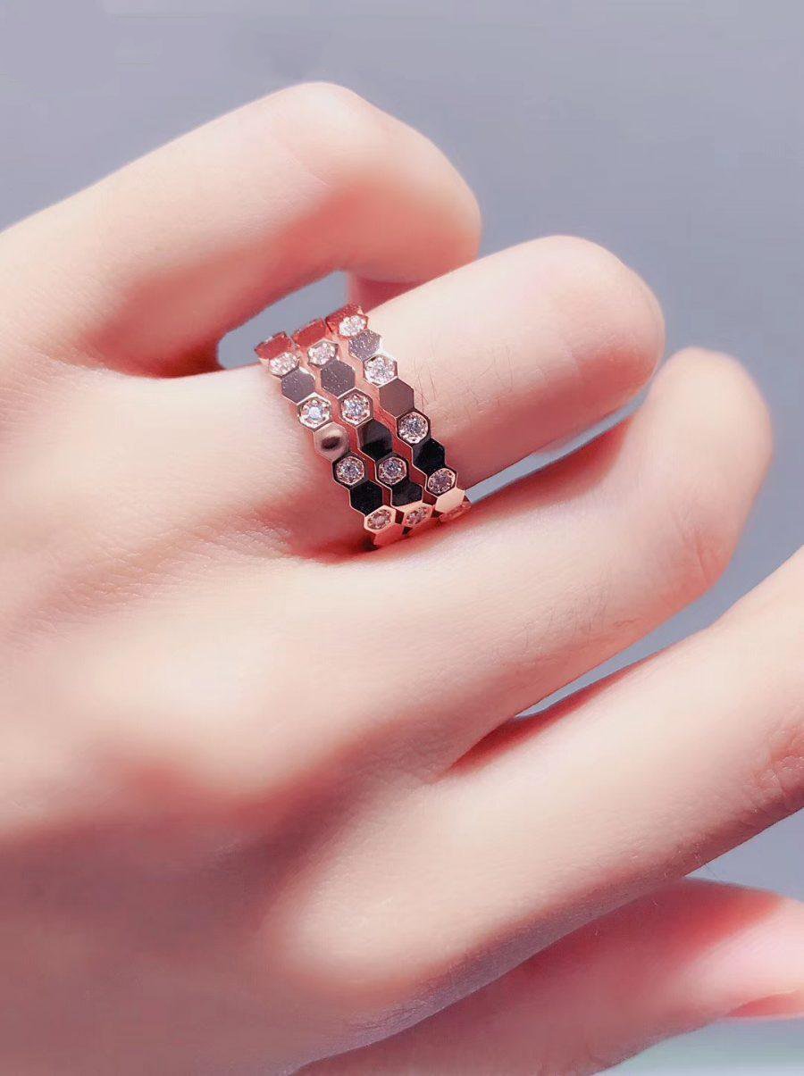 [⭐Lioran]BEE LOVE RING PINK GOLD DIAMOND