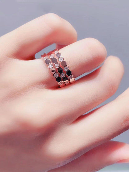[⭐Lioran]BEE LOVE RING PINK GOLD DIAMOND
