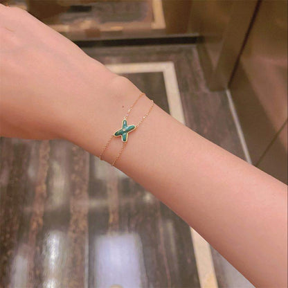 [⭐Lioran]JEUX BRACELET MALACHITE PINK GOLD 1 DIAMOND