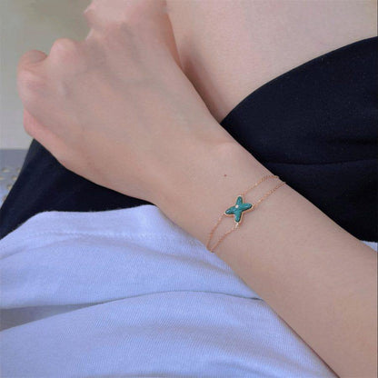 [⭐Lioran]JEUX BRACELET MALACHITE PINK GOLD 1 DIAMOND