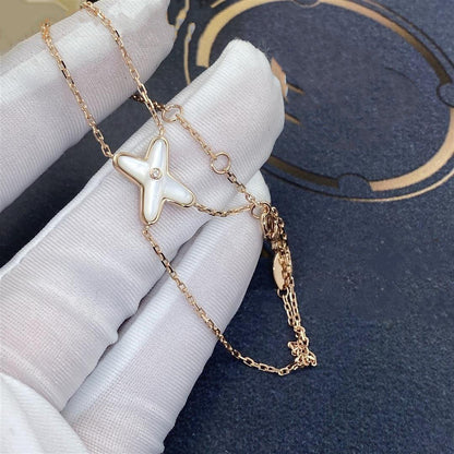 [⭐Lioran]JEUX BRACELET WHITE MOP PINK GOLD 1 DIAMOND