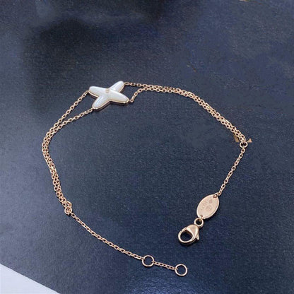 [⭐Lioran]JEUX BRACELET WHITE MOP PINK GOLD 1 DIAMOND