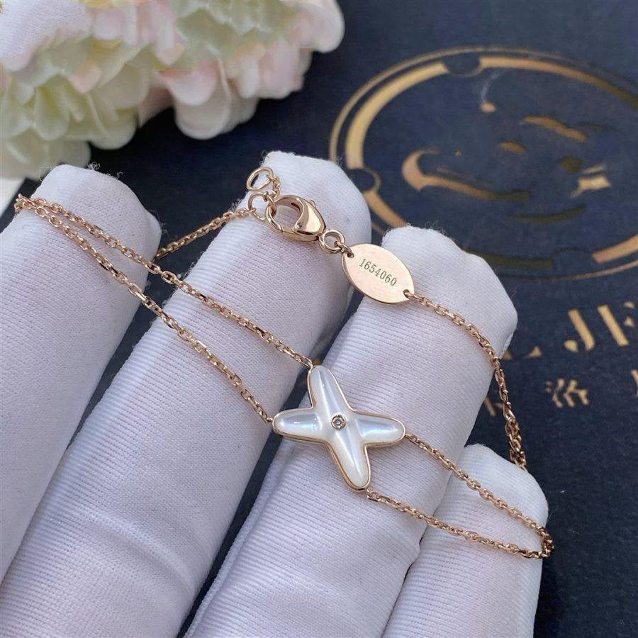 [⭐Lioran]JEUX BRACELET WHITE MOP PINK GOLD 1 DIAMOND