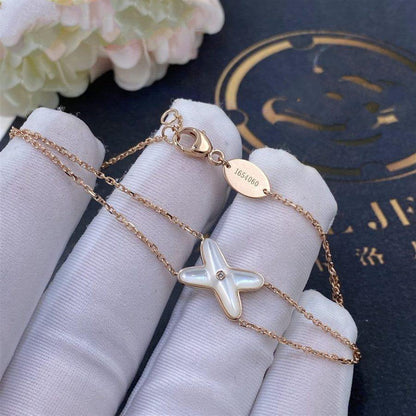[⭐Lioran]JEUX BRACELET WHITE MOP PINK GOLD 1 DIAMOND