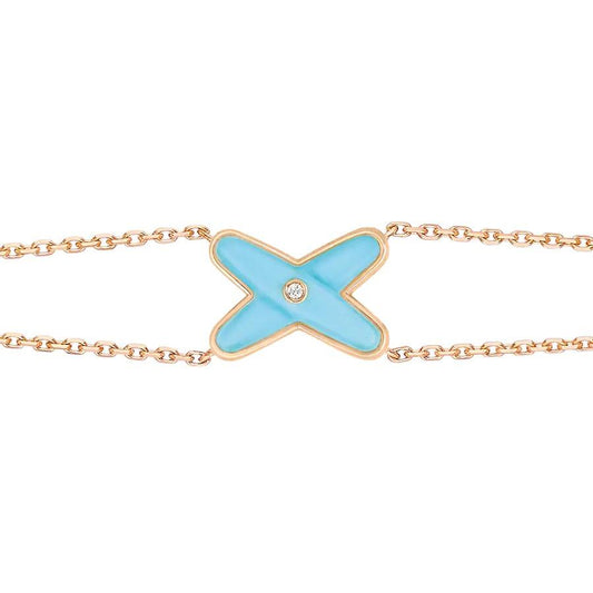 [⭐Lioran]JEUX BRACELET TURQUOISE PINK GOLD 1 DIAMOND