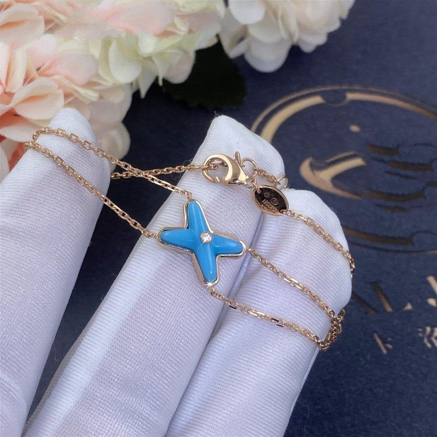 [⭐Lioran]JEUX BRACELET TURQUOISE PINK GOLD 1 DIAMOND