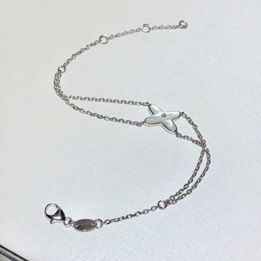 [⭐Lioran]JEUX BRACELET WHITE MOP SILVER 1 DIAMOND