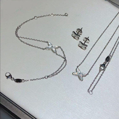 [⭐Lioran]JEUX BRACELET WHITE MOP SILVER 1 DIAMOND