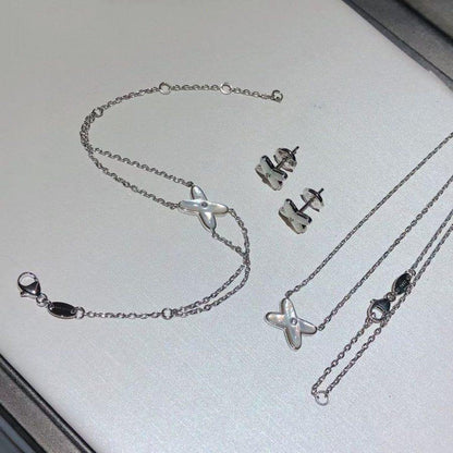[⭐Lioran]JEUX BRACELET WHITE MOP SILVER 1 DIAMOND
