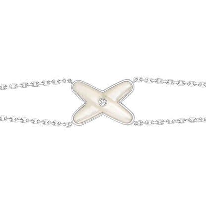 [⭐Lioran]JEUX BRACELET WHITE MOP SILVER 1 DIAMOND